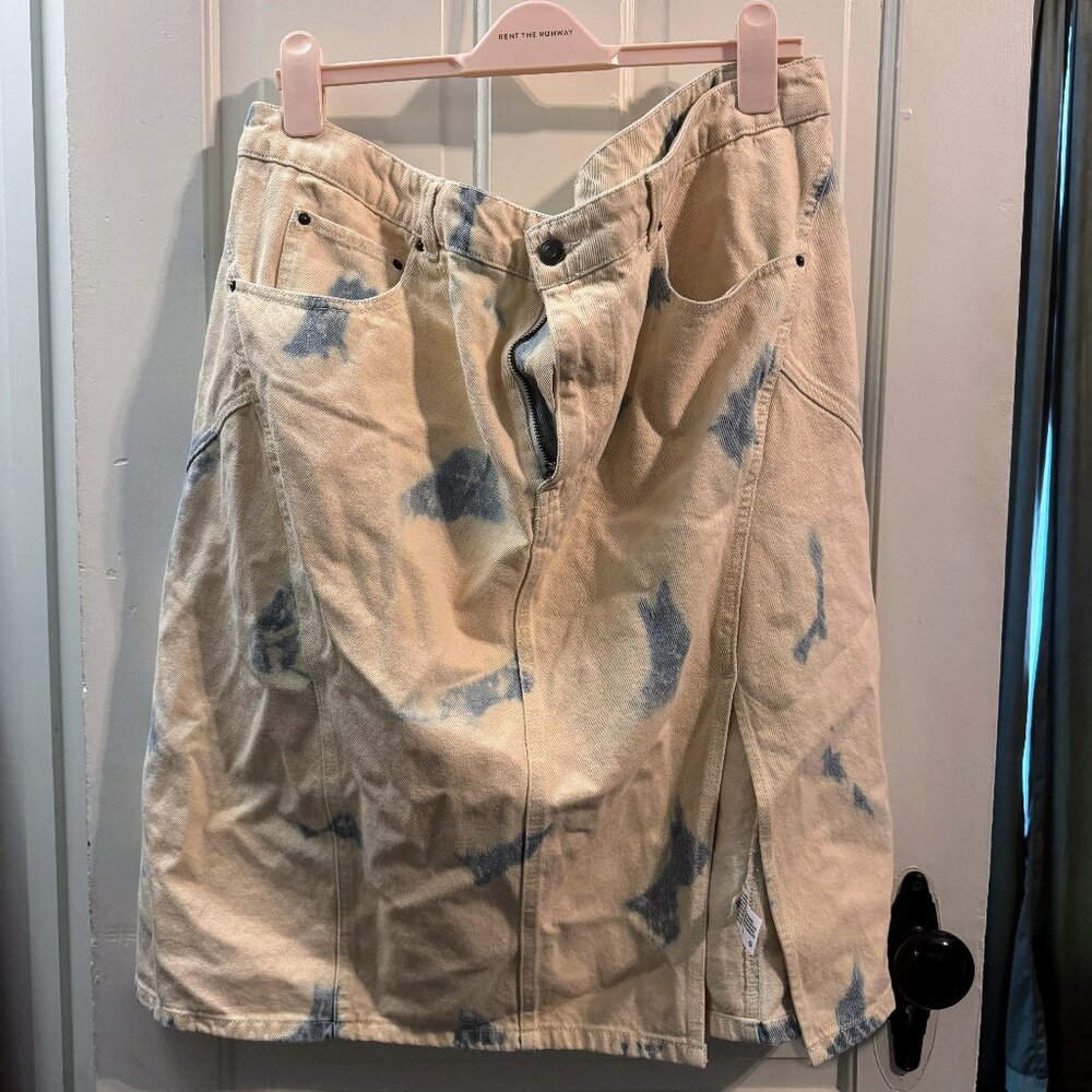 NWT Future Collective Gabriella Karefa-Jo High-Rise Midi Tie-Dye Denim Skirt, 18